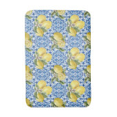 Tapis De Bain Carreaux bleus motif Méditerranée Lemon (Devant (Vertical))