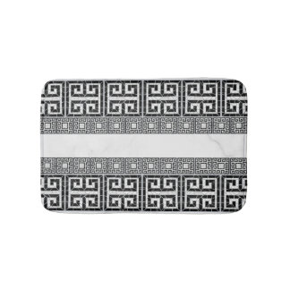 Tapis De Bain Carreaux brisés grecs mosaïque marbre noir