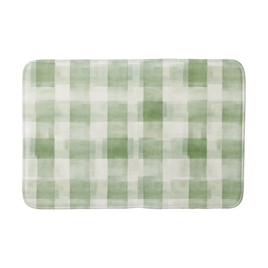 Tapis De Bain Carreaux écossais vert crème (Devant)