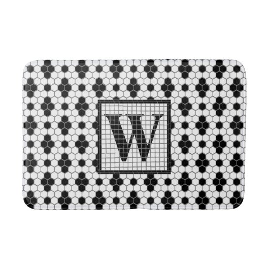 Tapis De Bain Carreaux hexadécimaux Imprimer Monogramme Bain Mat (Devant)