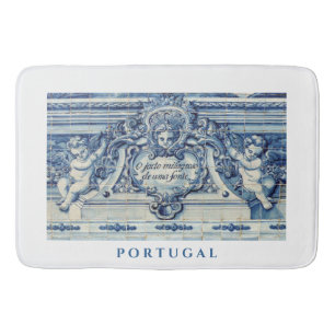 Tapis De Bain Carreaux portugais bleus avec anges