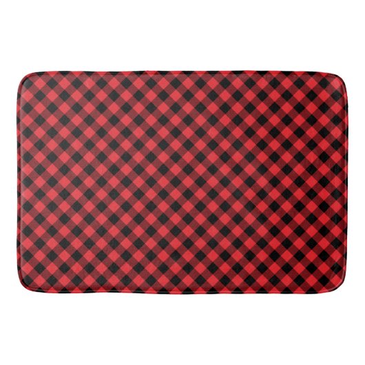 Tapis De Bain Carreaux Rouge Noir Buffalo (Devant)