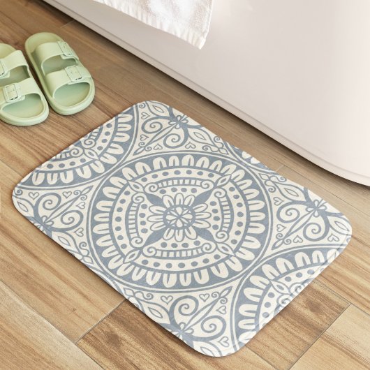 Tapis De Bain Carrelage bleu marocain