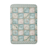 Tapis De Bain Carrelage botanique vieilli - Aqua et os (Devant (Vertical))