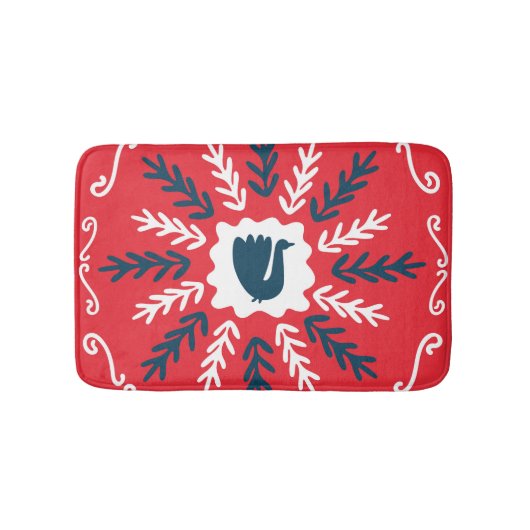 Tapis De Bain Carrelage de Noël Folk Doodle Art (Devant)