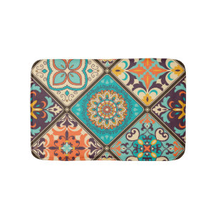 Tapis De Bain Carrelage en patchwork coloré : Motifs islamiques.