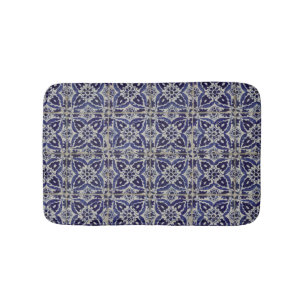 Tapis De Bain Carrelage italien rustique Azulejo bleu blanc géom