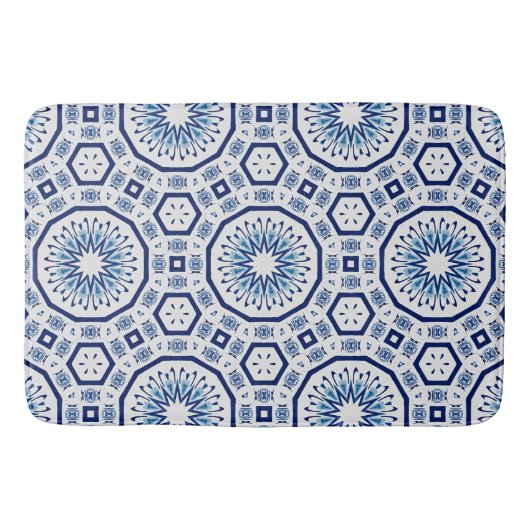 Tapis De Bain Carrelage marocain, carrelage bleu, Impression tou (Devant)