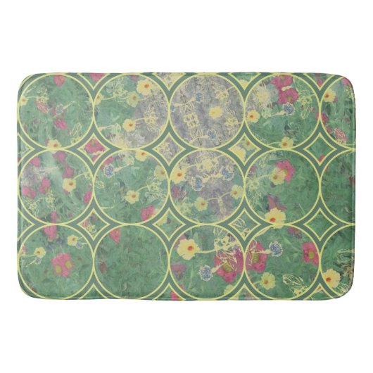 Tapis De Bain Carrelage vert floral (Devant)