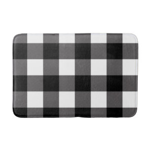 Tapis De Bain Carrés à carreaux noirs et blancs Buffalo Plaid