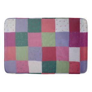 Tapis De Bain carrés à patchwork coloré tricoté à la main