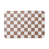 Tapis De Bain Carrés Checker mocha brun blanc géométrique rétro (Devant)