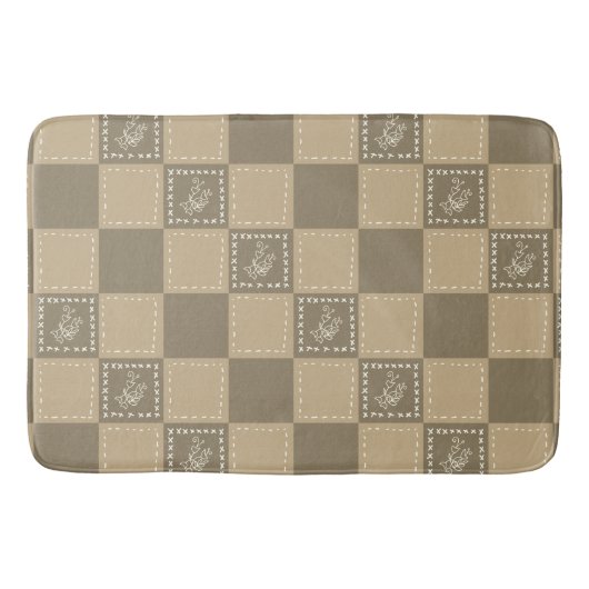 Tapis De Bain Carrés de fleurs de doodle mosaïque (Devant)