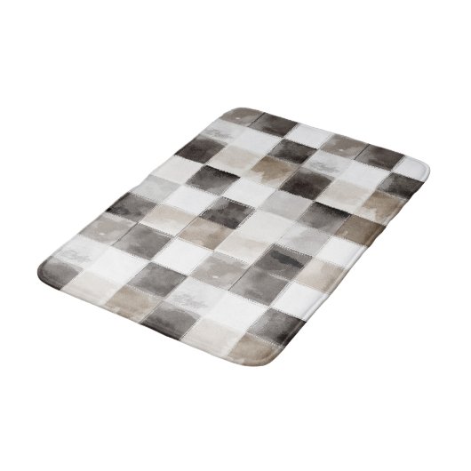 Tapis De Bain Carrés Noir Blanc Marron (Angle)