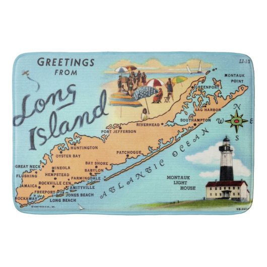 Tapis De Bain Carte ancienne de Long Island (Devant)