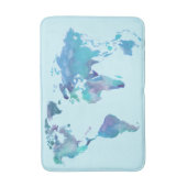 Tapis De Bain Carte bleue du monde d'aquarelle (Devant (Vertical))
