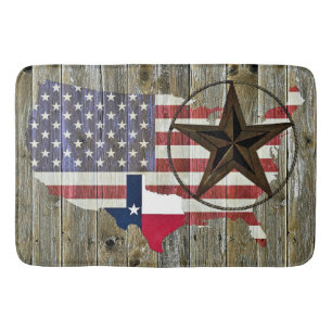 Tapis De Bain Carte du drapeau de l'État de Texas Lone Star