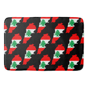 Tapis De Bain Carte du Liban avec drapeau