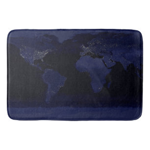 Tapis De Bain Carte du monde de la Terre Ville Lumières de nuit