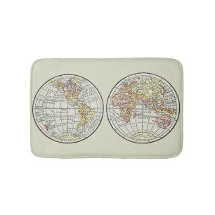Tapis De Bain Carte du monde de voyage Terre 1916 Atlas mondial
