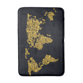 Tapis De Bain Carte du monde des points d'or (Devant (Vertical))