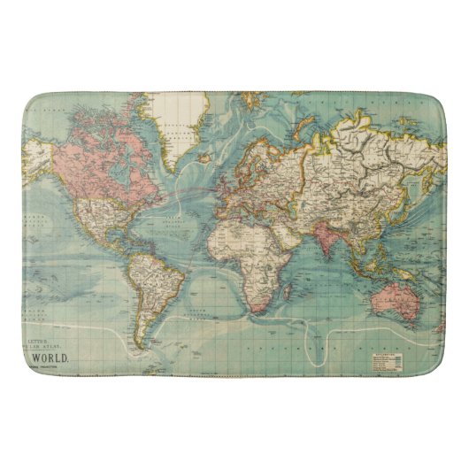 Tapis De Bain Carte du monde vintage (Devant)