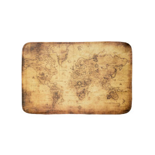Tapis De Bain Carte du Vieux-Monde : Parchemin Vintage