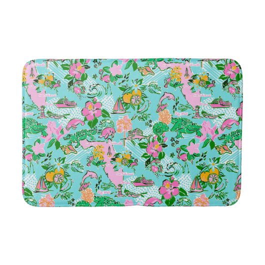 Tapis De Bain Carte Floride Preppy Palm Beach Motif Imprimer (Devant)