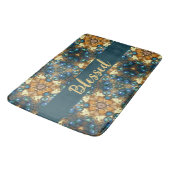 Tapis De Bain Carte géométrique bienheureuse or bleu brun (Angle)