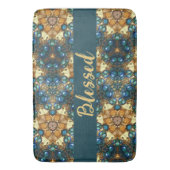 Tapis De Bain Carte géométrique bienheureuse or bleu brun (devant Vertical)