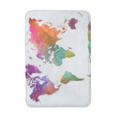Tapis De Bain Carte Mondiale De L'Aquarelle (Devant (Vertical))