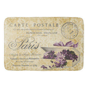 Tapis De Bain Carte Postale Paris Lilacs