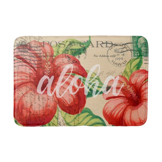 Tapis De Bain Carte postale vintage Hawaii Hibiscus (Devant)