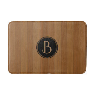 Tapis De Bain Cartes Brown en bois Motif avec Monogramme