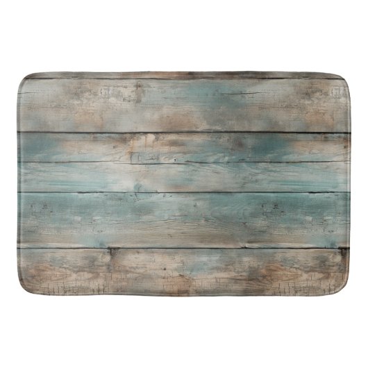 Tapis De Bain Cartes en bois bleu rustique (Devant)