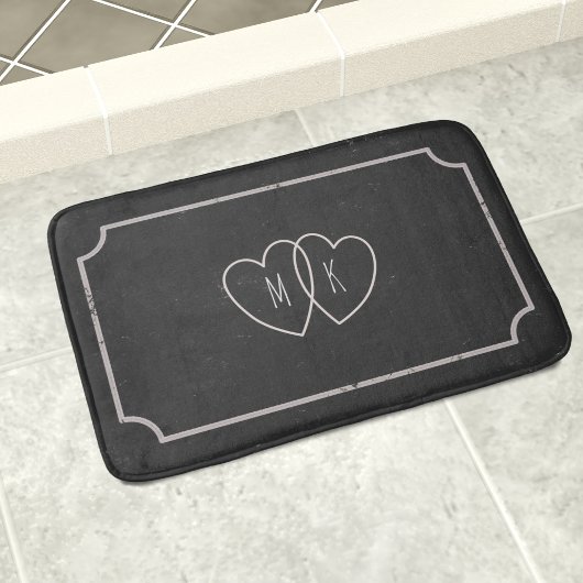 Tapis De Bain Carton Rustique Coeur Couple Monogramme Mat de bai