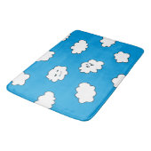 Tapis De Bain Cartoon bleu ciel amusant nuages (Angle)