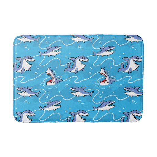 Tapis De Bain Cartoon Great White Sharks (Devant)