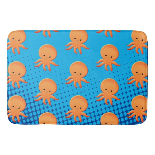Tapis De Bain Cartoon mignon bébé poulpe bleu océan (Devant)