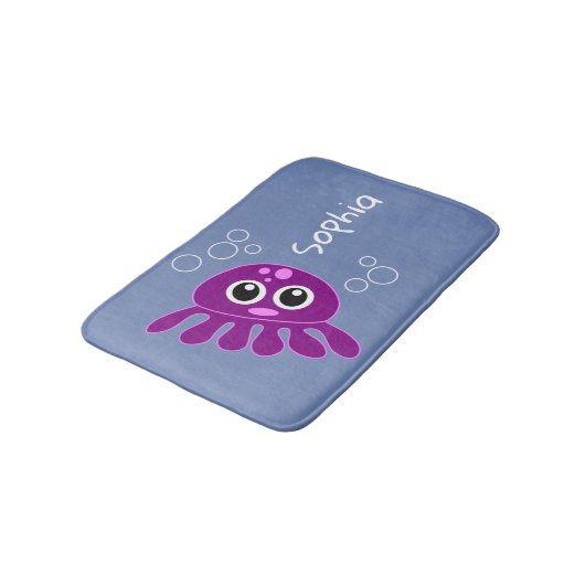 Tapis De Bain Cartoon mignon personnalisé violet octopus bleu (Angle)