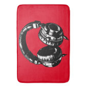 Tapis De Bain Casque Audio pour Musique Noir DJ (devant Vertical)
