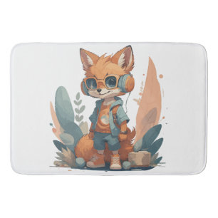 Tapis De Bain Casque audio renard bébé drôle