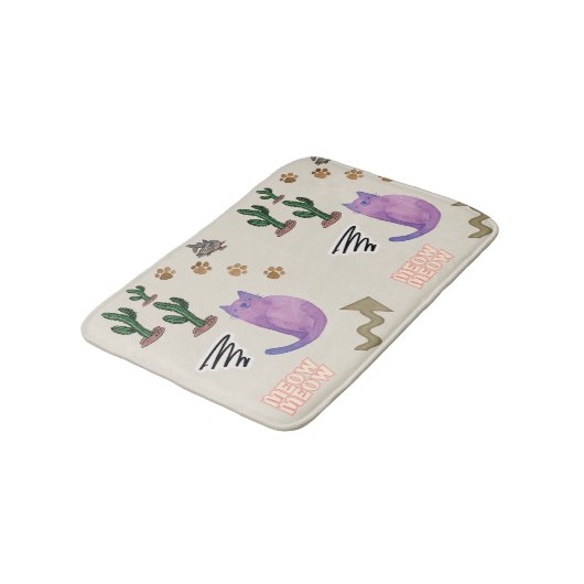 Tapis De Bain Cat Fish Cactus Paws Meow Douche Mat salle de bain (Angle)
