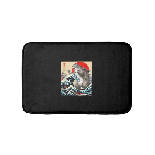 Tapis De Bain Catzilla Chat Art Japonais Dons De Chat Drôle Pour (Devant)