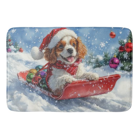 Tapis De Bain Cavalier King Charles Spaniel Chien Sledge Noël (Devant)