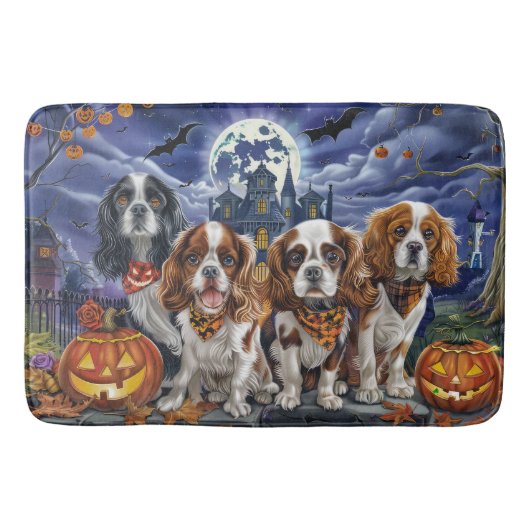 Tapis De Bain Cavalier King Charles Spaniel Halloween Éffrayant (Devant)