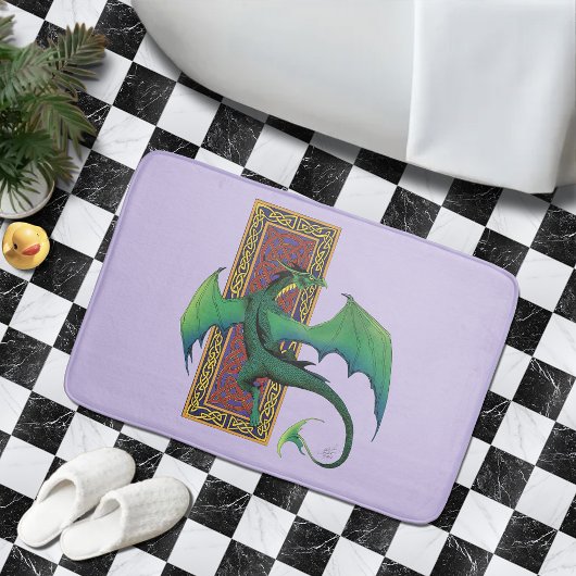 Tapis De Bain Céleste Pied Travail Dragon Vert Violet