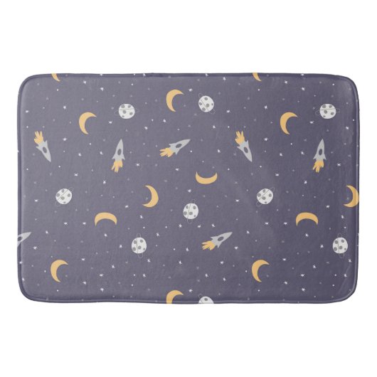 Tapis De Bain Céleste Rocket Moon Stars Planet Motif (Devant)
