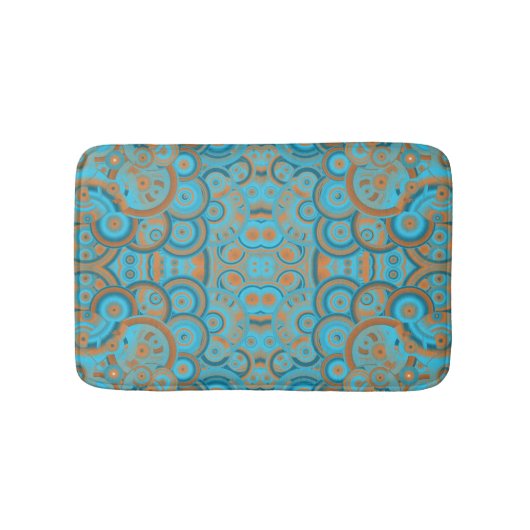 Tapis De Bain Cercle Concentré Dégradé Orange Rust Turquoise (Devant)