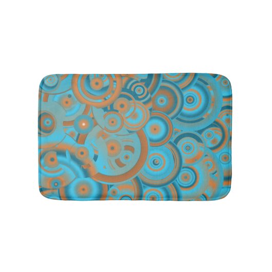 Tapis De Bain Cercle Concentré Dégradé Orange Rust Turquoise (Devant)